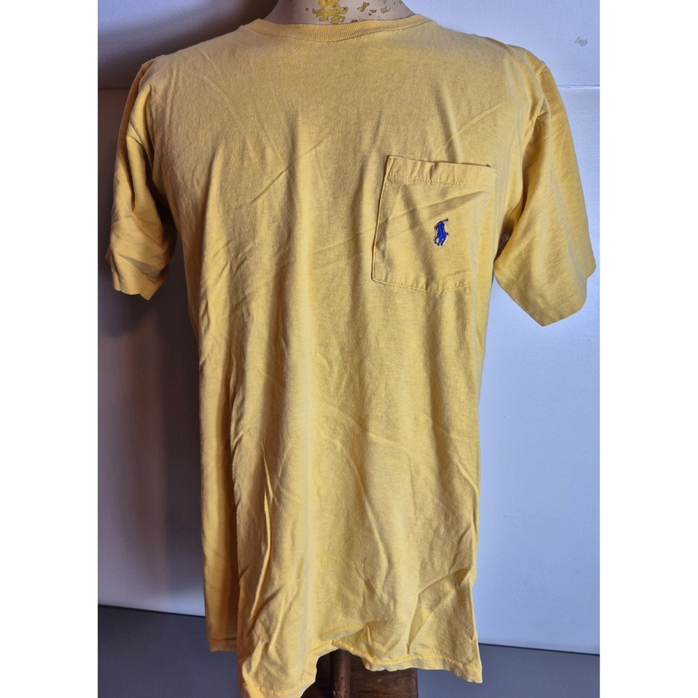 Vintage 90s Polo Ralph Lauren Mens Pocket Tee T-Shirt XL Yellow Made in USA